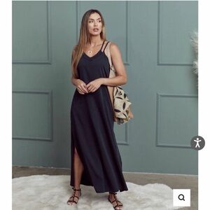 SheBird Savannah Strappy Maxi Bra Dress Navy Blue Size 5 US 10 Medium Large $155